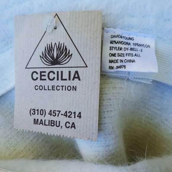 Angora Vintage 90s David & Young Nylon Bucket Hat Ivory Fuzzy Cecilia Collection - Picture 5 of 5